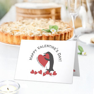 Cartes Pour Fêtes Annuelles Pingouin drôle mignon et coeur rouge Valentine
