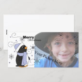 Cartes Pour Fêtes Annuelles Pingouin en Awe (Devant / Derrière)