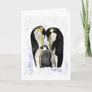 Cartes Pour Fêtes Annuelles Pingouin Love by Autistic Artist Marcy Deutsch