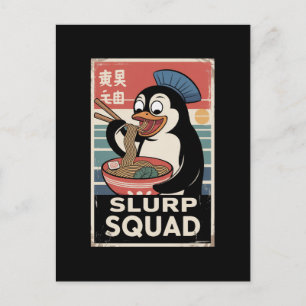 Cartes Pour Fêtes Annuelles Pingouin Manger Ramen Funny Slurp Squad