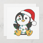 Cartes Pour Fêtes Annuelles Pingouin Noël Animaux d'hiver Pingouines de vacanc (Devant / Derrière)