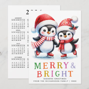 Cartes Pour Fêtes Annuelles Pingouin Noël coloré Joyeux et lumineux