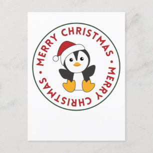 Cartes Pour Fêtes Annuelles Pingouin Noël Neige Animaux d'hiver Pingouins