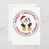Cartes Pour Fêtes Annuelles Pingouin Noël Neige Animaux d'hiver Pingouins (Devant / Derrière)