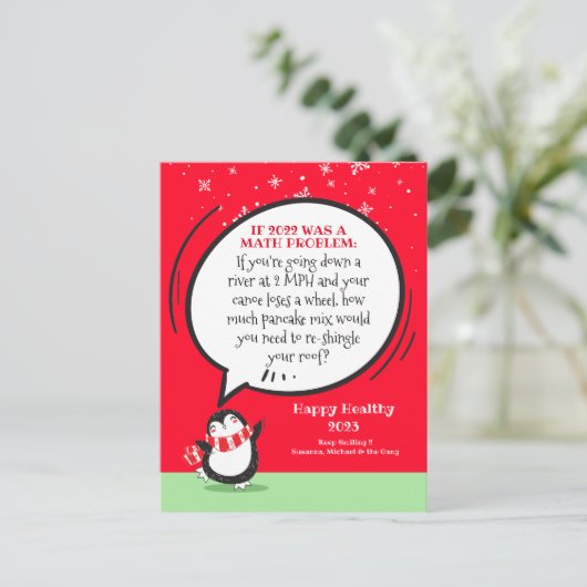 Cartes Pour Fêtes Annuelles Pingouin Nouvel An Drôle problème mathématique Per (Debout devant)