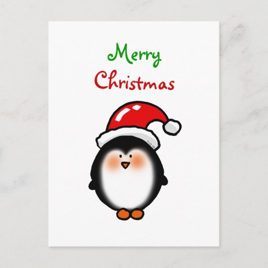 Cartes Pour Fêtes Annuelles Pingouin Père Noël bébé (Devant)