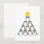 Cartes Pour Fêtes Annuelles Pingouins arbre de Noël - (Devant / Derrière)