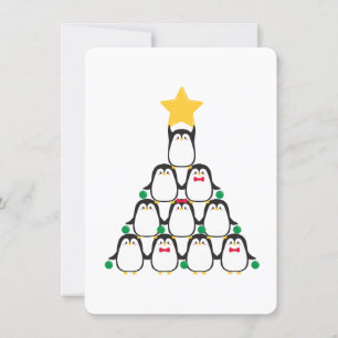Cartes Pour Fêtes Annuelles Pingouins arbre de Noël -