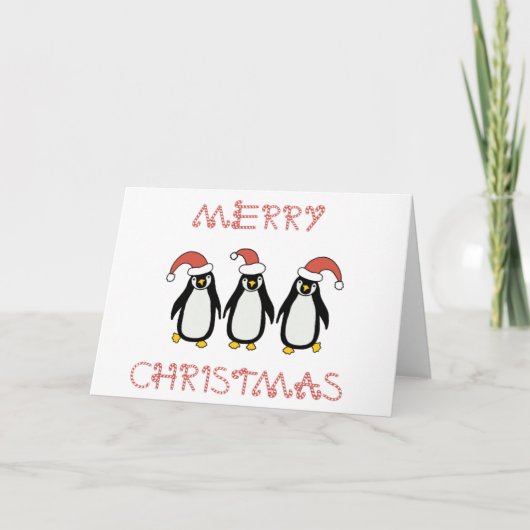 Cartes Pour Fêtes Annuelles Pingouins de Joyeux Noël (Devant)