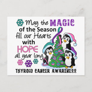 Cartes Pour Fêtes Annuelles Pingouins de Noël Cancer de la thyroïde