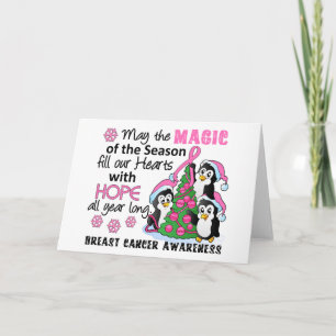 Cartes Pour Fêtes Annuelles Pingouins de Noël Cancer du sein