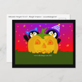 Cartes Pour Fêtes Annuelles Pingouins d'Halloween (Devant / Derrière)