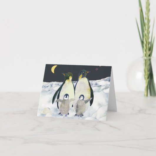 Cartes Pour Fêtes Annuelles Pingouins empereurs en Antarctique (Devant)