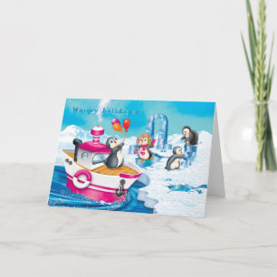 Cartes Pour Fêtes Annuelles pingouins en Antarctique