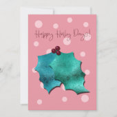 Cartes Pour Fêtes Annuelles Pink and Aqua Happy Holly Days! (Devant)