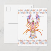 Cartes Pour Fêtes Annuelles Pink and Blue Lobster (Devant / Derrière)
