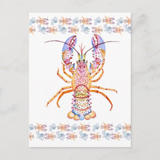 Cartes Pour Fêtes Annuelles Pink and Blue Lobster