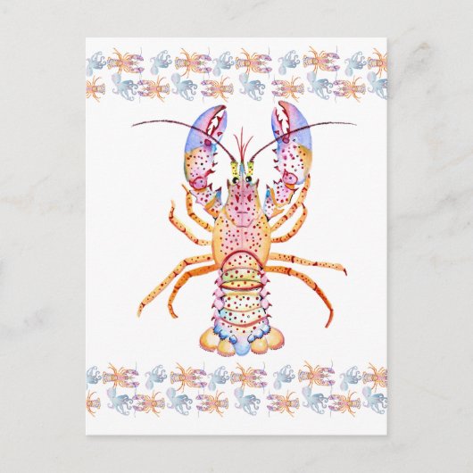 Cartes Pour Fêtes Annuelles Pink and Blue Lobster (Devant)