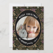 Cartes Pour Fêtes Annuelles Pink Black Une ligne art Noël Famille (Devant)