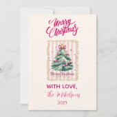 Cartes Pour Fêtes Annuelles Pink Bow Merry Christmas (Devant)