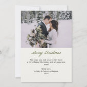 Cartes Pour Fêtes Annuelles Pink Bow Photo Married and Bright Holiday Card (Dos)