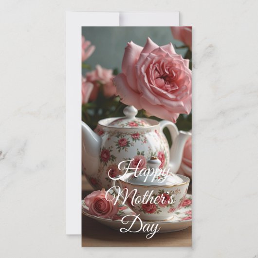 Cartes Pour Fêtes Annuelles Pink Cabbage Rose Tea  (Devant)