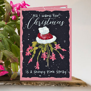 Cartes Pour Fêtes Annuelles Pink Christmas Cactus Snowy Plantes amoureux Garde