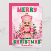 Cartes Pour Fêtes Annuelles Pink Christmas Nutcracker (Devant / Derrière)