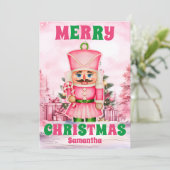 Cartes Pour Fêtes Annuelles Pink Christmas Nutcracker (Debout devant)