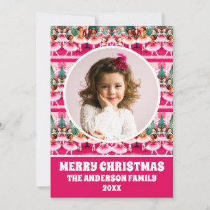 Cartes Pour Fêtes Annuelles Pink Christmas Nutcracker Ballerina Photo