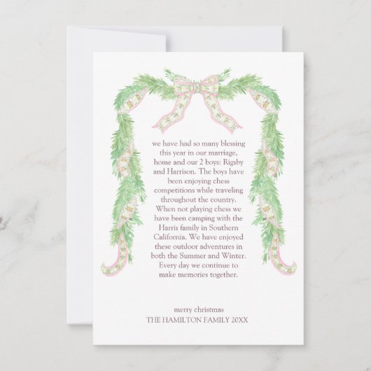 Cartes Pour Fêtes Annuelles Pink Coquette Bow Preppy Nutcracker Noël (Devant)