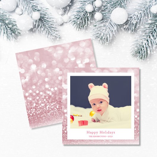 Cartes Pour Fêtes Annuelles Pink Cute Holiday Baby Photo