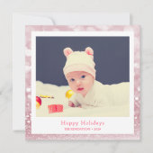 Cartes Pour Fêtes Annuelles Pink Cute Holiday Baby Photo (Devant)