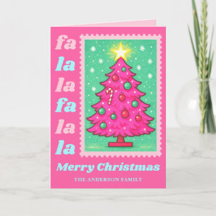 Cartes Pour Fêtes Annuelles Pink Fa La La Christmas Tree Postage Timbre