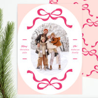 Pink Festive Retro Trendy Bows Oval Photo