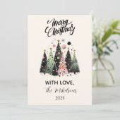 Cartes Pour Fêtes Annuelles Pink Forest Christmas (Debout devant)