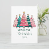 Cartes Pour Fêtes Annuelles Pink Forest Christmas (Debout devant)