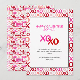 Cartes Pour Fêtes Annuelles Pink Galentine's Day XOXO Moderne meilleur ami Nom