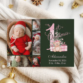 Cartes Pour Fêtes Annuelles Pink Green Baby First Christmas 5 Photo