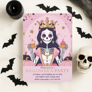 Cartes Pour Fêtes Annuelles Pink Halloween Princess Skeleton Party