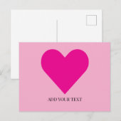 Cartes Pour Fêtes Annuelles Pink Heart Custom Postcard (Devant / Derrière)