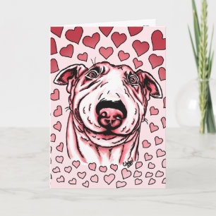 Cartes Pour Fêtes Annuelles Pink Hearts Bull Terrier Saint-Valentin