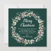 Cartes Pour Fêtes Annuelles Pink Holly Wreath Joyeux Noël (Devant)
