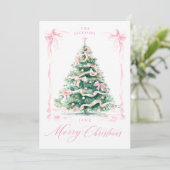 Cartes Pour Fêtes Annuelles Pink Joyeux Noël Photo (Debout devant)