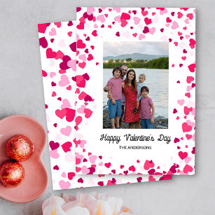 Cartes Pour Fêtes Annuelles Pink Love Hearts Family Photo Saint-Valentin