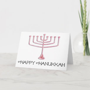 Cartes Pour Fêtes Annuelles Pink Menorah Happy Hanoukka Greeting Card 1