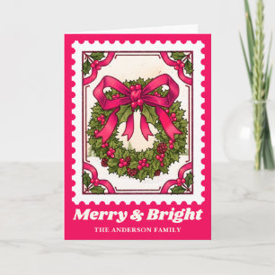 Cartes Pour Fêtes Annuelles Pink Merry & Bright Christmas Wath Postage Timbre