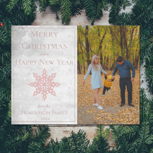 Cartes Pour Fêtes Annuelles Pink Modern Snowflop Photo