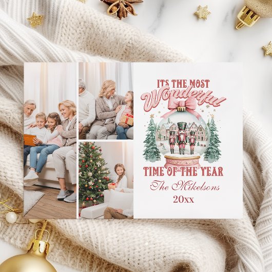 Cartes Pour Fêtes Annuelles Pink Nutcracker Christmas 3 Photo Wonderland Gl