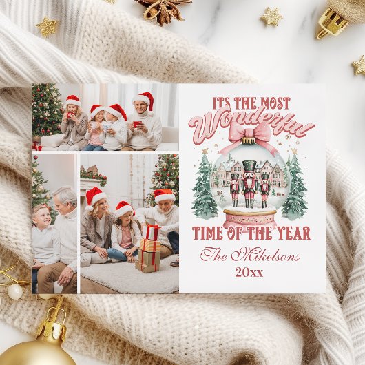 Cartes Pour Fêtes Annuelles Pink Nutcracker Noël 3 Photo Wonderland Gl